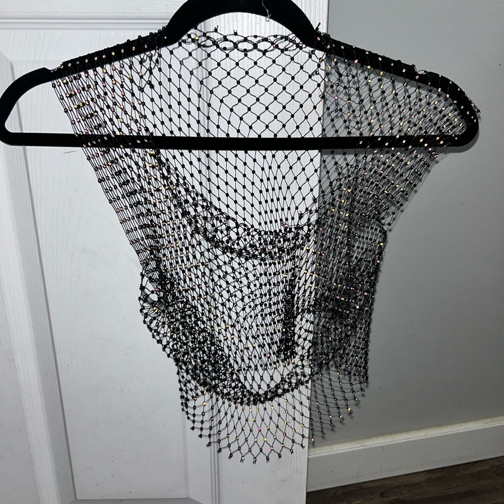 Mesh see thru crop top,one size fits all stretch, never worn